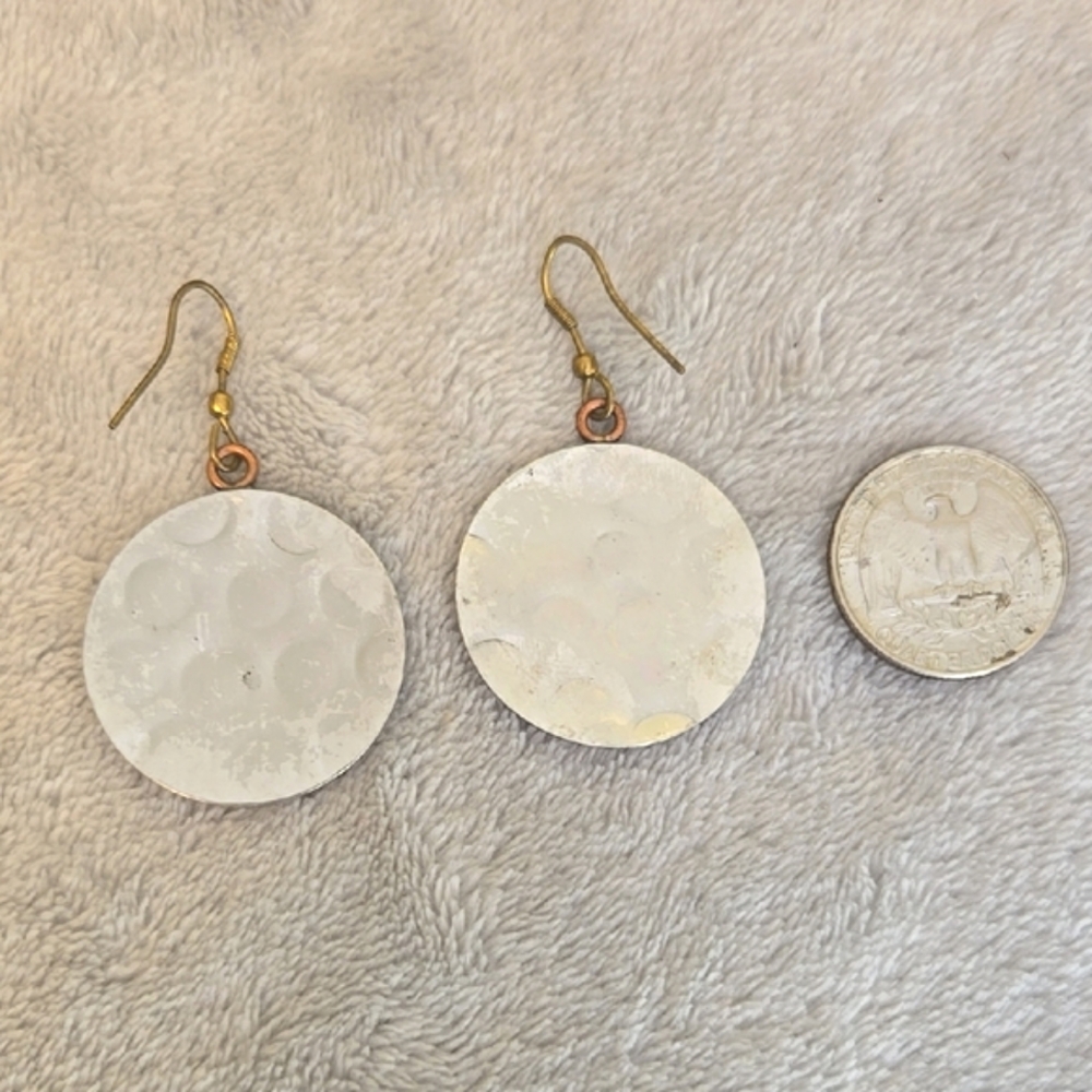 #198 Gold And Silver Tone and White Spiral Earrings - Picture 2 of 2